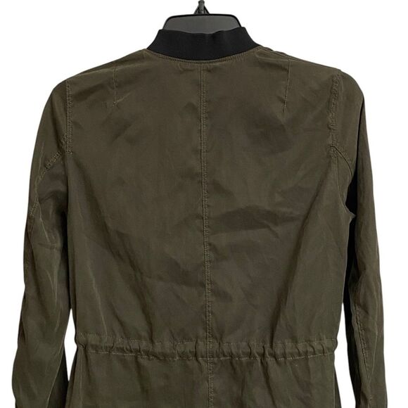 H&M Waist Tie Lightweight Bomber Jacket Women's Size 4 Army Green Military Chic - Picture 11 of 16